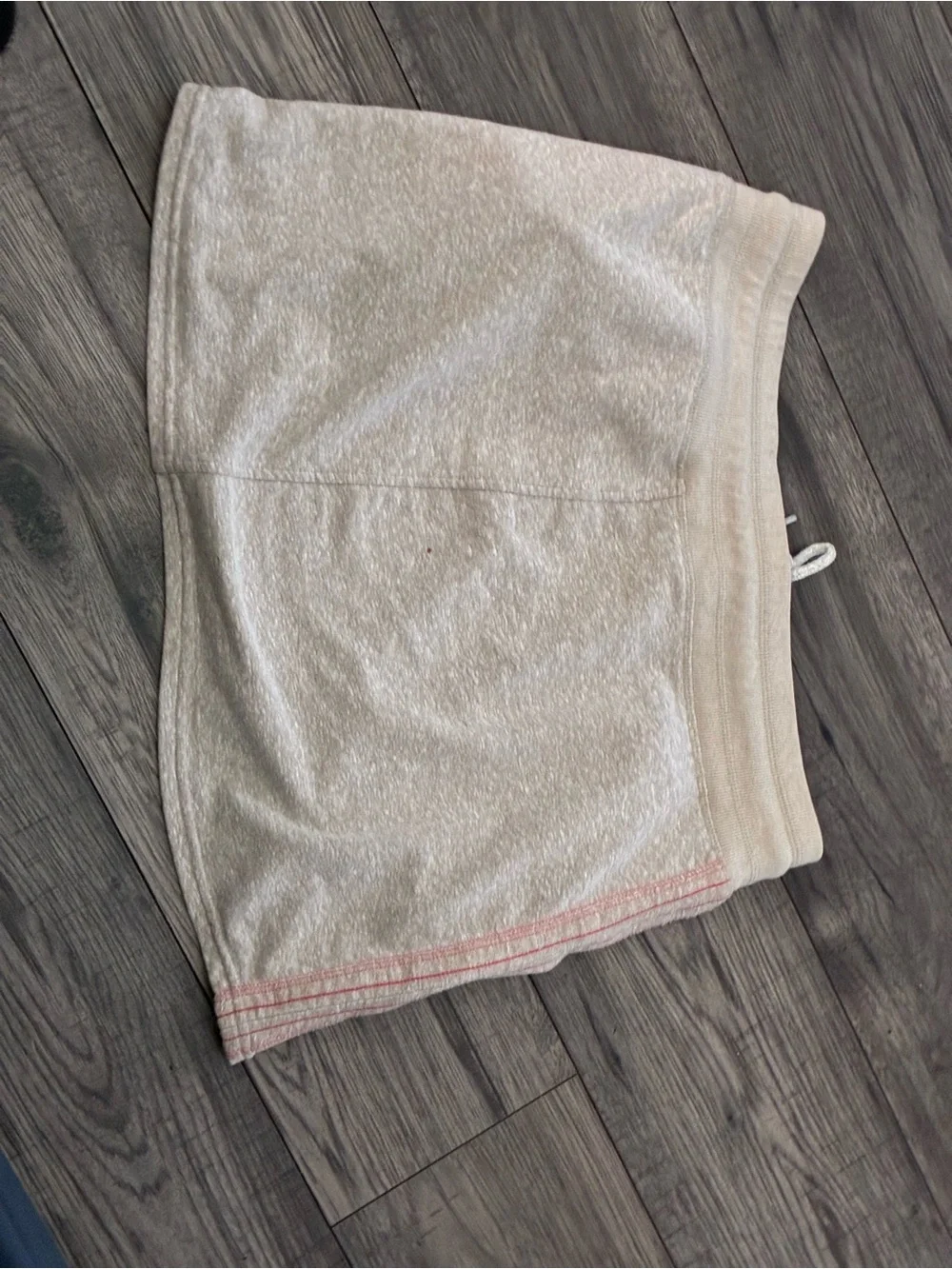 Athleta Heather Beige Mini Skirt with Coral Stripe Trim